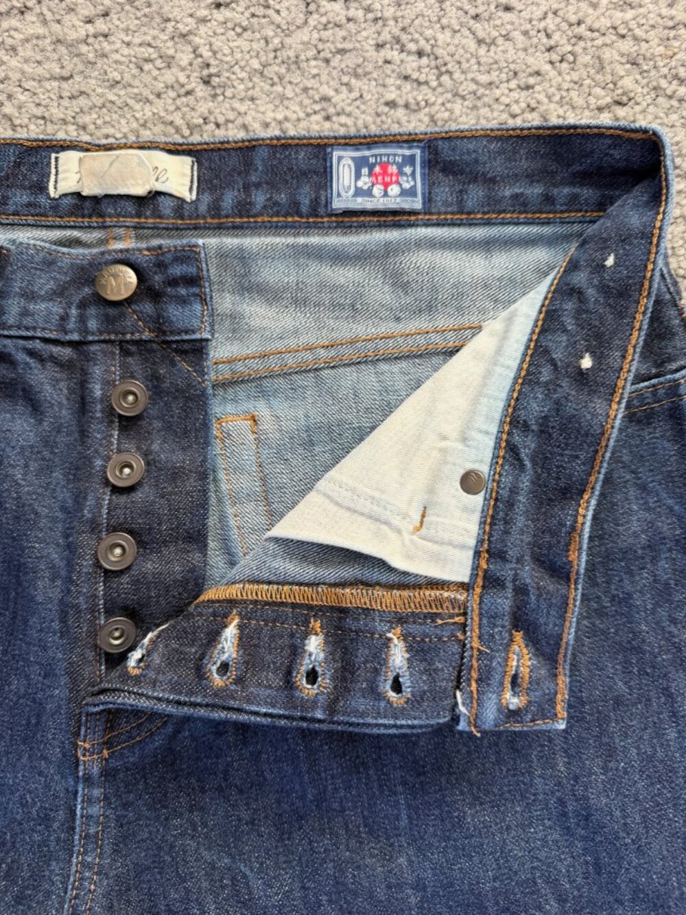 Madewell Men Japanese Selvedge Raw Indigo Relaxed Straight Jeans W33 L32 - Picture 8 of 15